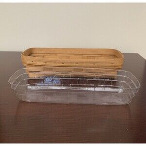 Longaberger Cracker Basket with Clear Protector Vintage 2003 USA